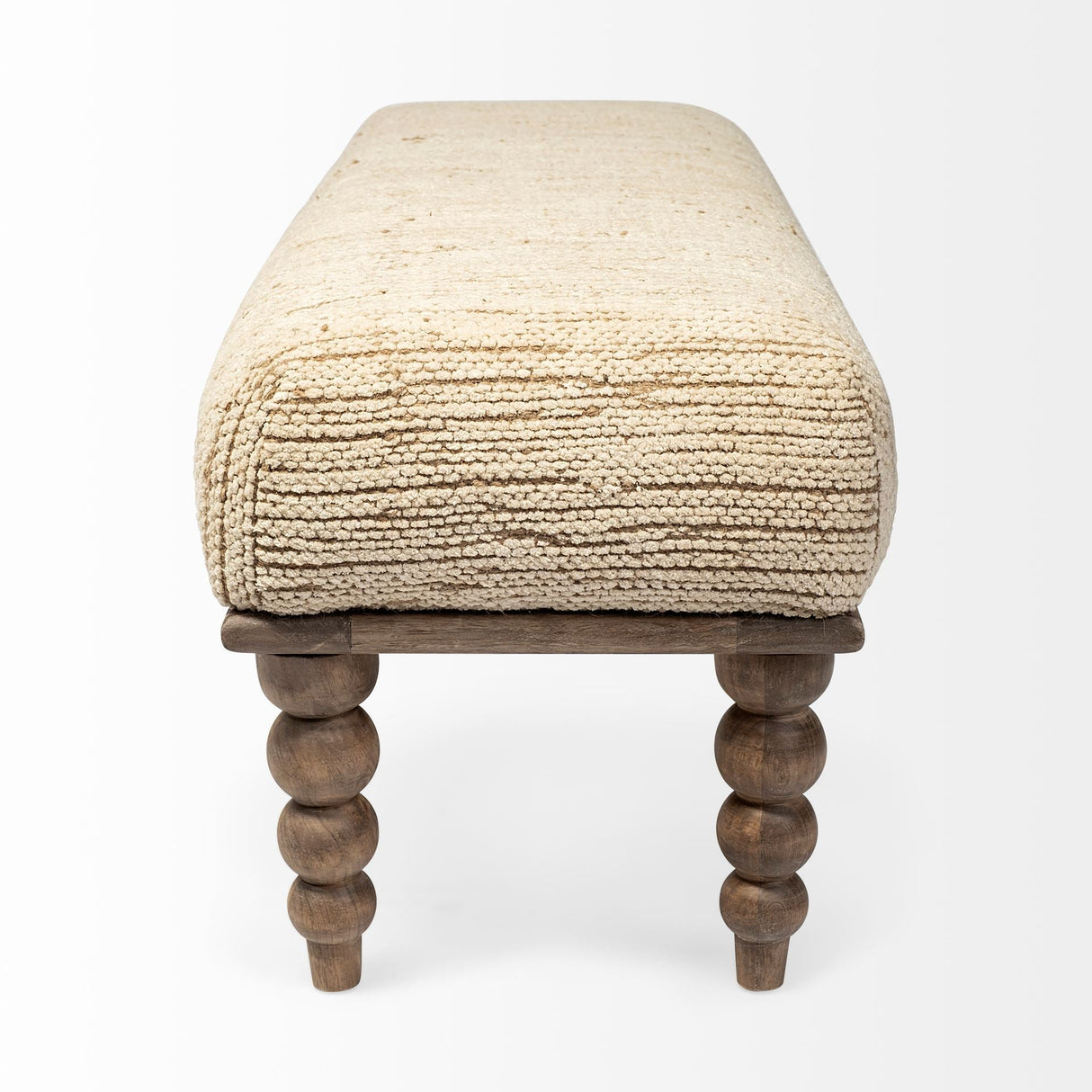Alder II 55L x 16W Cream Upholstered Seat Wooden Base Accent Bench by Mercana at Eve Furniture