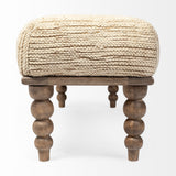 Alder II 55L x 16W Cream Upholstered Seat Wooden Base Accent Bench by Mercana at Eve Furniture