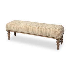 Alder II 55L x 16W Cream Upholstered Seat Wooden Base Accent Bench by Mercana at Eve Furniture
