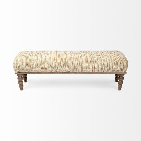 Alder II Cream Upholstered Seat Wooden Base Accent Bench by Mercana at Eve Furniture