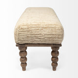Alder II Cream Upholstered Seat Wooden Base Accent Bench by Mercana at Eve Furniture