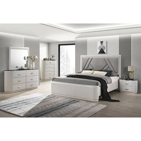 Aldgate Light Gray 4-Piece Queen Bedroom Set by Furniture of America at Eve Furniture