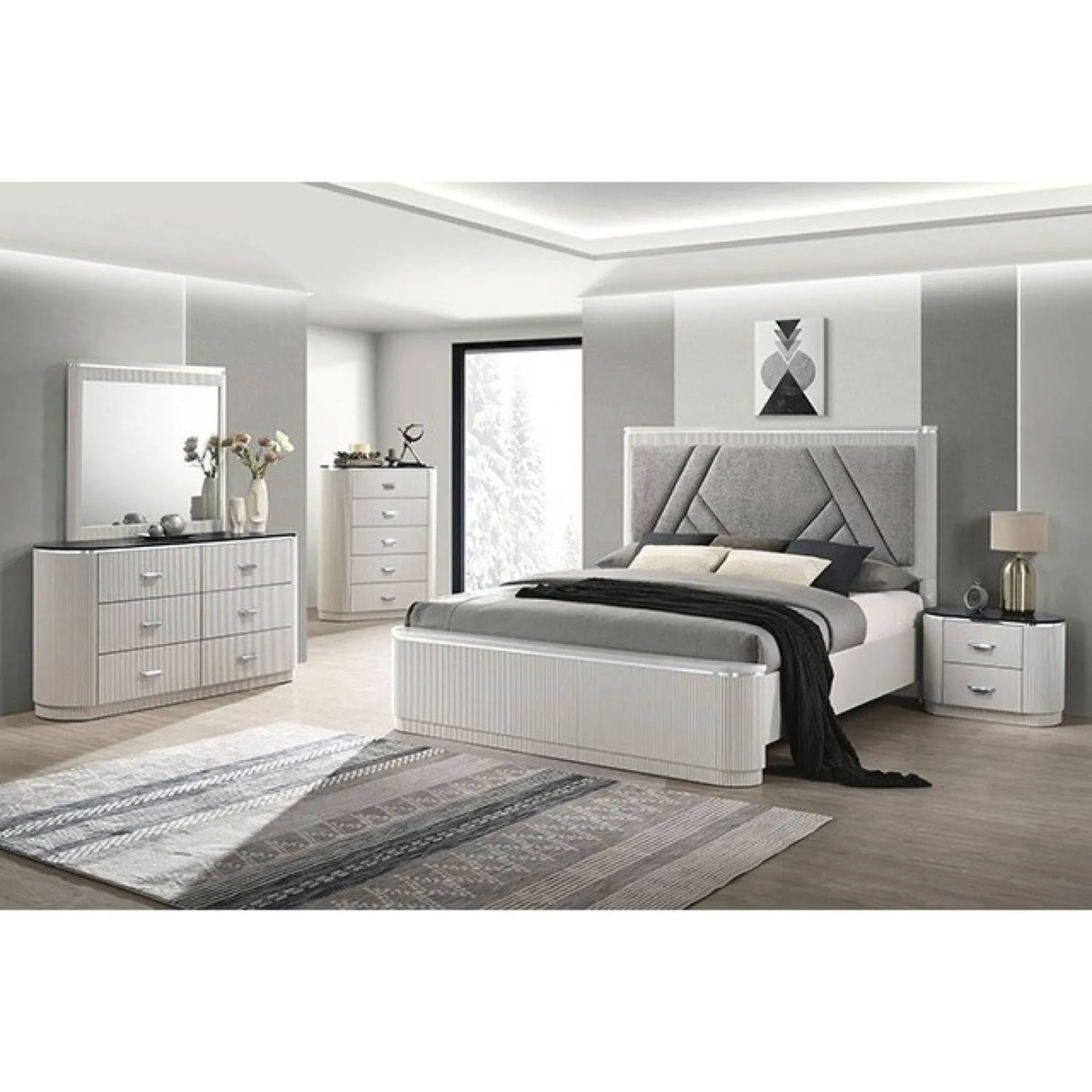 Aldgate Light Gray 4-Piece Queen Bedroom Set by Furniture of America at Eve Furniture