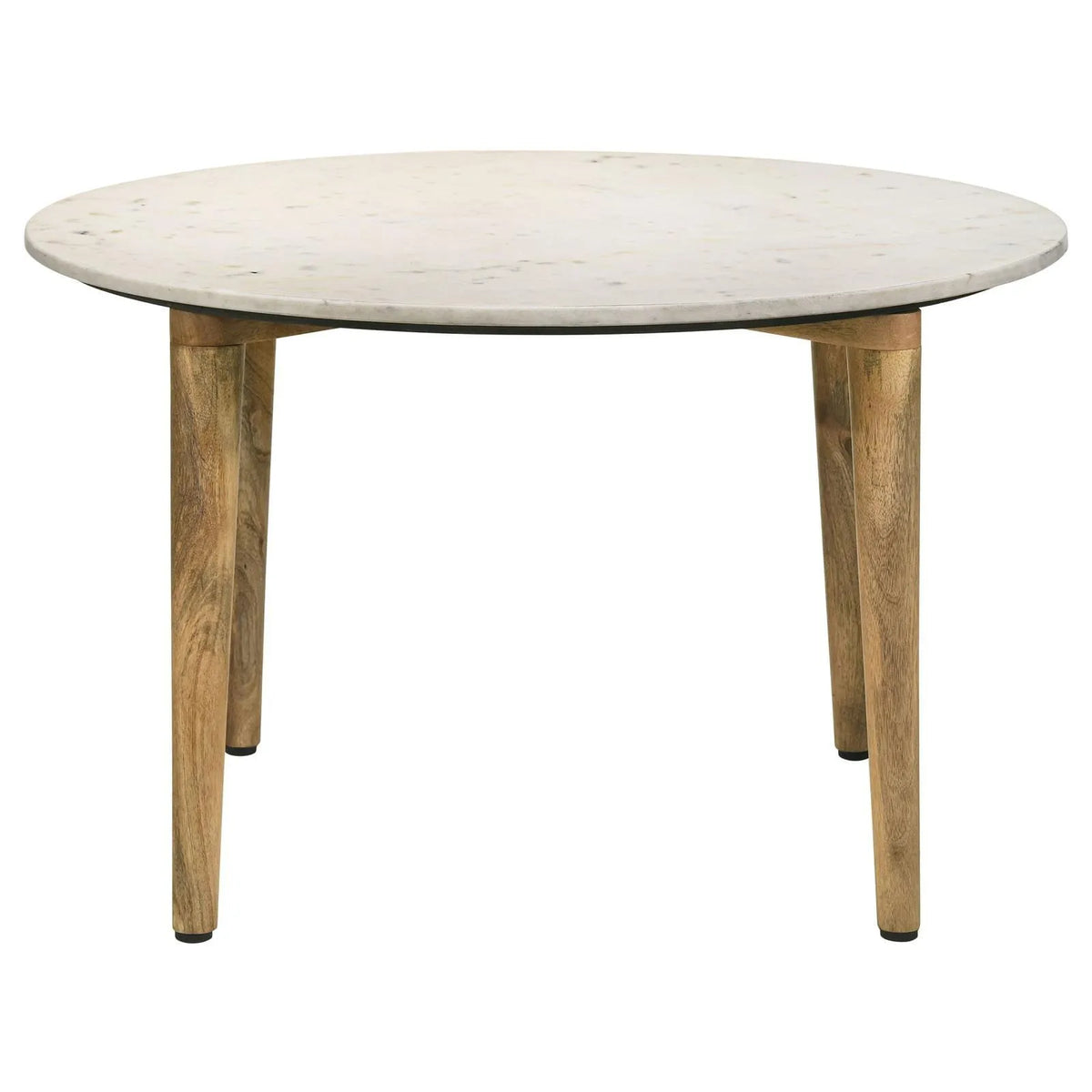Aldis Round Marble Top Coffee Table White and Natural by Coaster at Eve Furniture