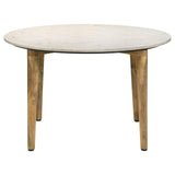 Aldis Round Marble Top Coffee Table White and Natural by Coaster at Eve Furniture