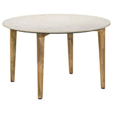 Aldis Round Marble Top Coffee Table White and Natural by Coaster at Eve Furniture