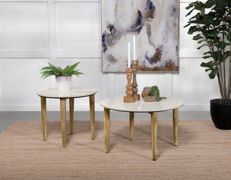 Aldis White and Brown 2-Piece Coffee and End Table Set by Coaster at Eve Furniture