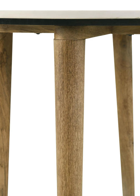 Aldis White and Natural Round Marble Top End Table by Coaster at Eve Furniture