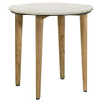 Aldis White and Natural Round Marble Top End Table by Coaster at Eve Furniture