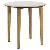 Aldis White and Natural Round Marble Top End Table by Coaster at Eve Furniture