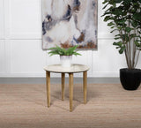 Aldis White and Natural Round Marble Top End Table by Coaster at Eve Furniture