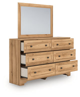 Aleaport Warm Brown Dresser and Mirror by Ashley at Eve Furniture