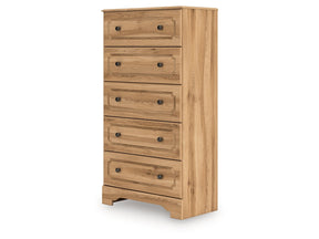 Aleaport Warm Brown Five Drawer Chest by Ashley at Eve Furniture
