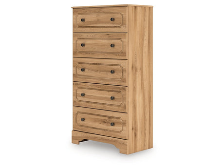Aleaport Warm Brown Five Drawer Chest by Ashley at Eve Furniture