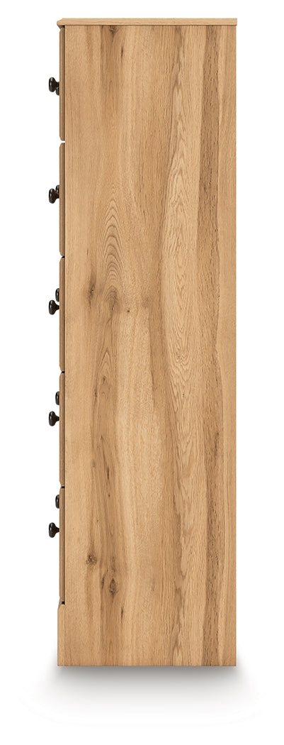 Aleaport Warm Brown Five Drawer Chest by Ashley at Eve Furniture