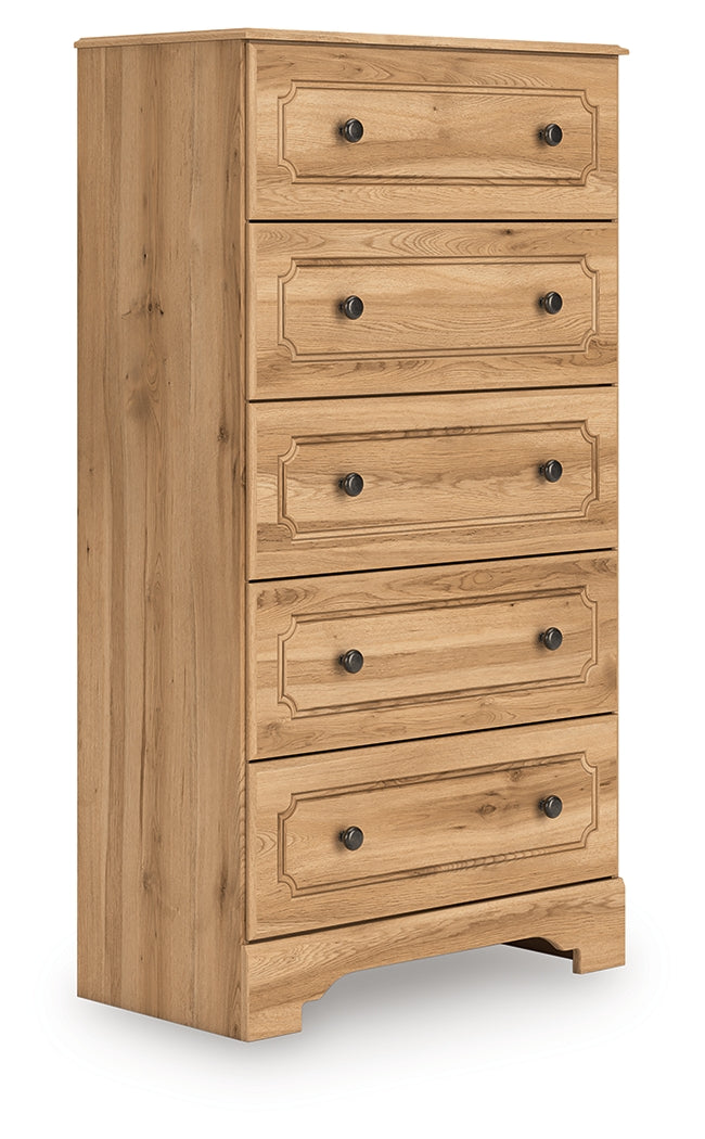 Aleaport Warm Brown Five Drawer Chest by Ashley at Eve Furniture