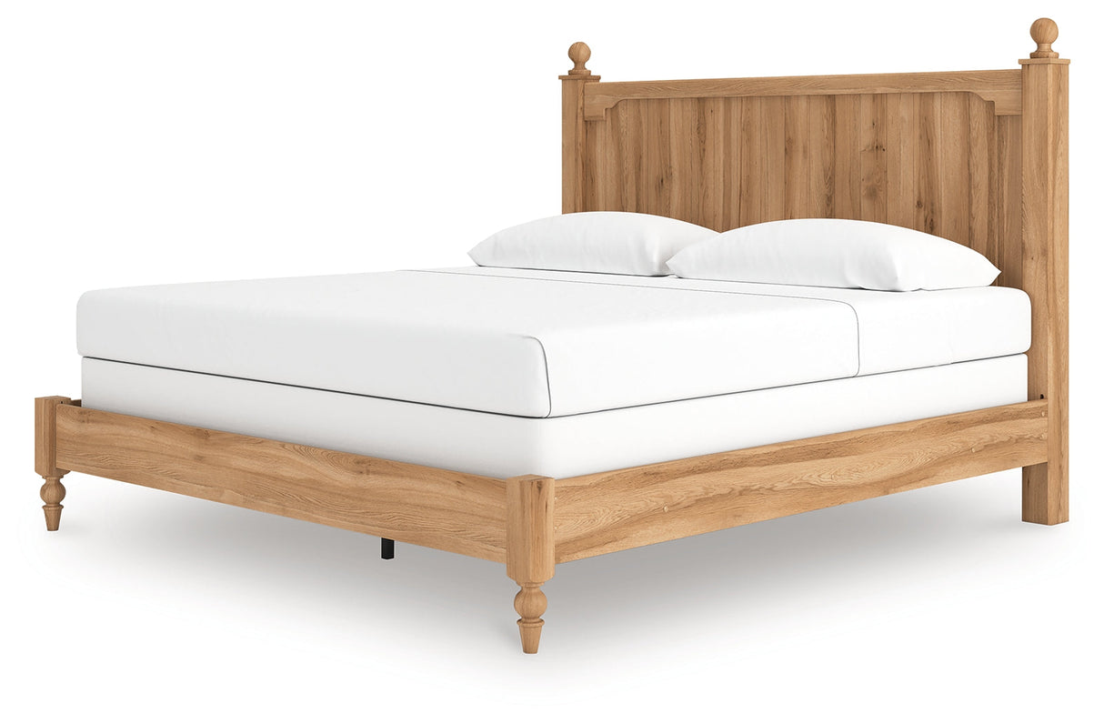 Aleaport Warm Brown King Panel Bed by Ashley at Eve Furniture
