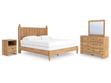Aleaport Warm Brown King Panel Bed, Dresser, Mirror and Nightstand by Ashley at Eve Furniture
