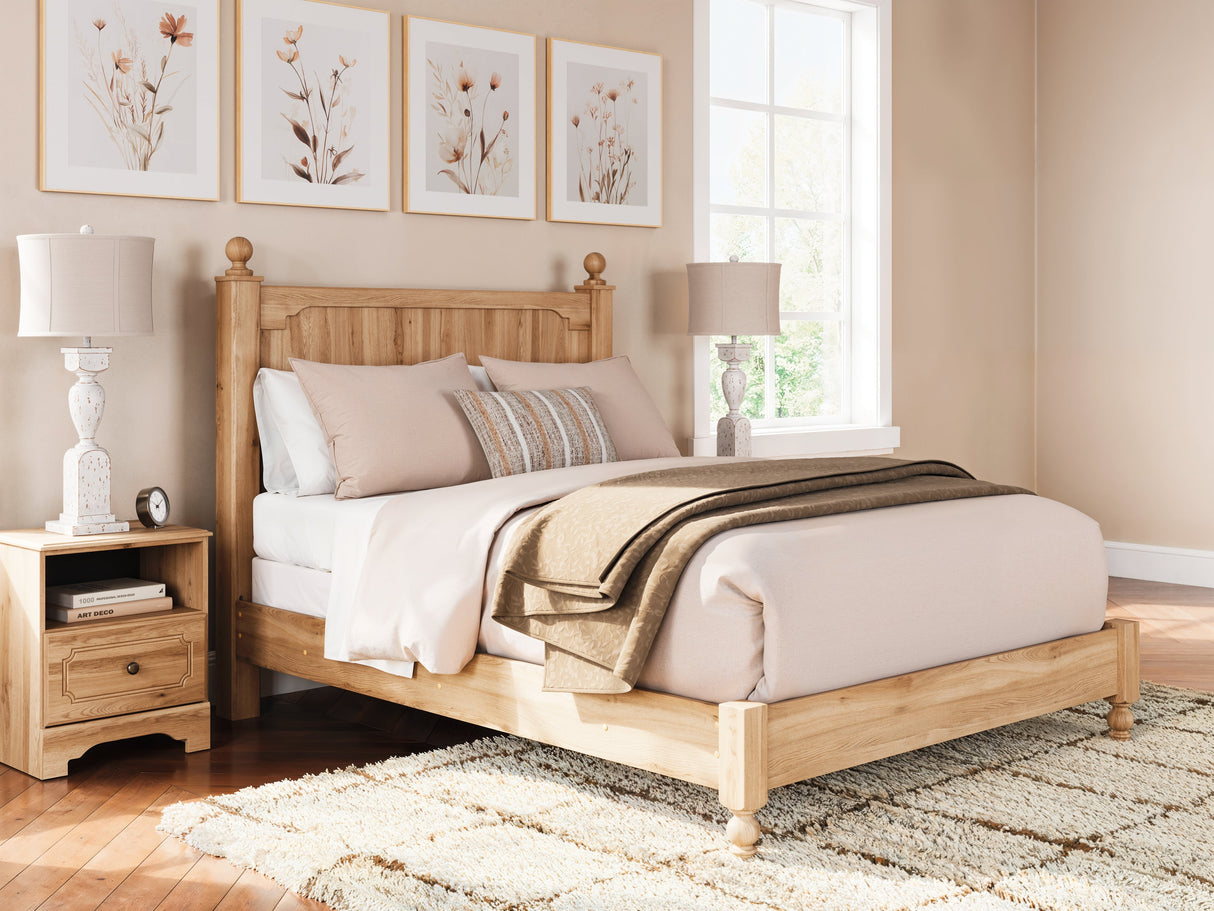 Aleaport Warm Brown Queen Panel Bed by Ashley at Eve Furniture