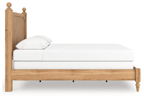 Aleaport Warm Brown Queen Panel Bed, Dresser, Mirror and Nightstand by Ashley at Eve Furniture