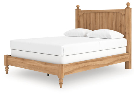 Aleaport Warm Brown Queen Panel Bed, Dresser, Mirror and Nightstand by Ashley at Eve Furniture