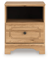 Aleaport Warm Brown Queen Panel Bed, Dresser, Mirror and Nightstand by Ashley at Eve Furniture