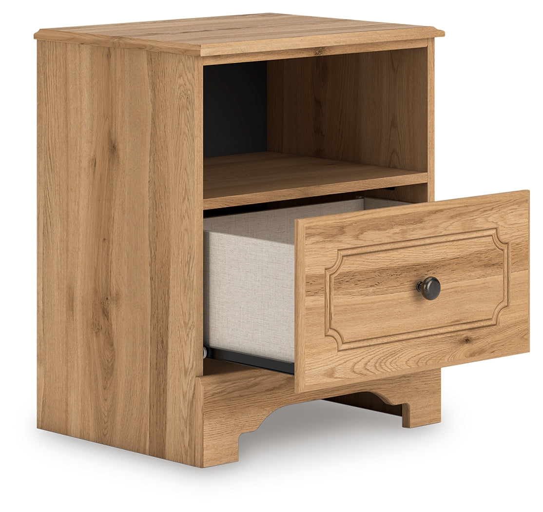 Aleaport Warm Brown Queen Panel Bed, Dresser, Mirror and Nightstand by Ashley at Eve Furniture