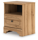 Aleaport Warm Brown Queen Panel Bed, Dresser, Mirror and Nightstand by Ashley at Eve Furniture