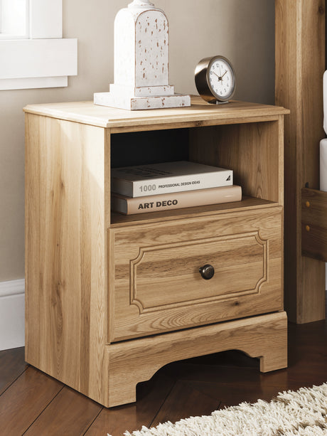 Aleaport Warm Brown Queen Panel Bed, Dresser, Mirror and Nightstand by Ashley at Eve Furniture