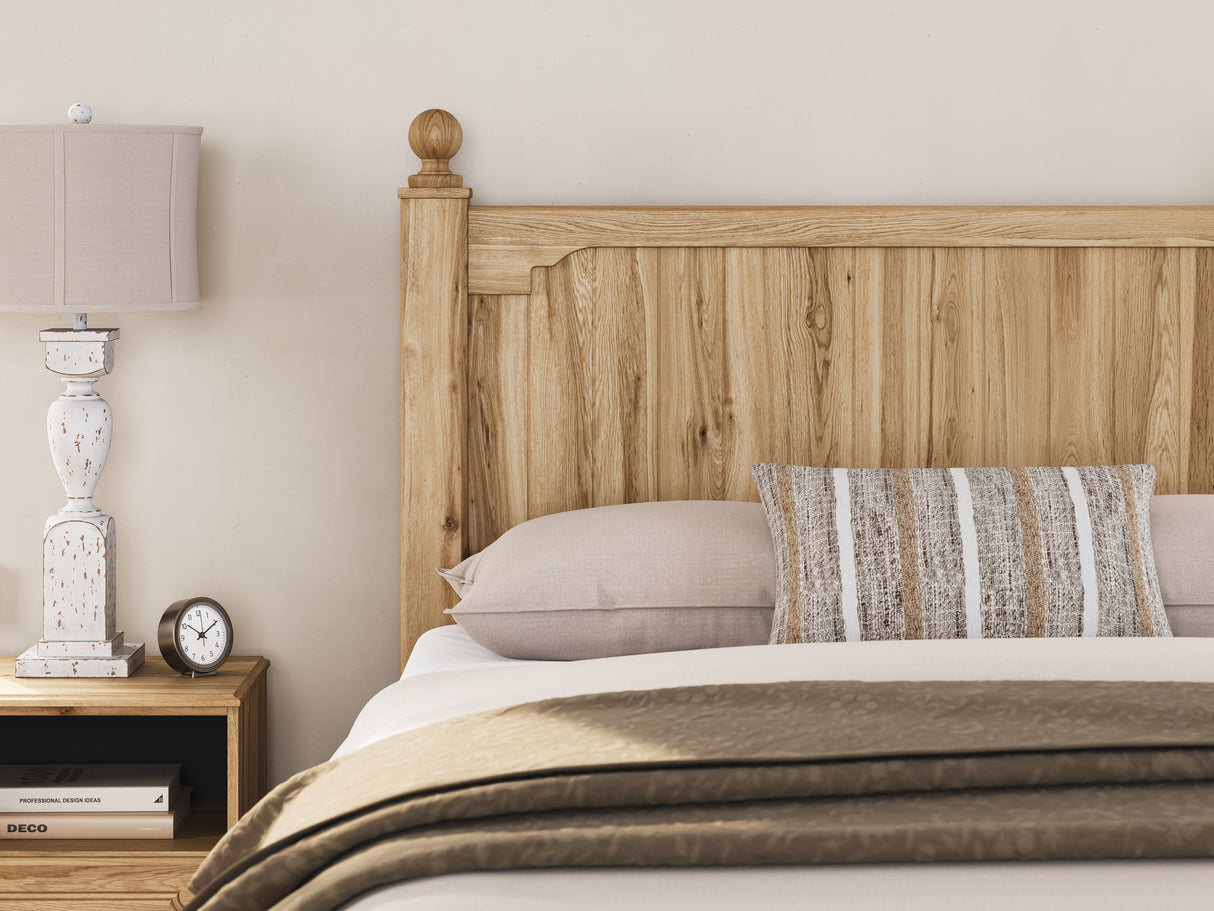 Aleaport Warm Brown Queen Panel Bed, Dresser, Mirror and Nightstand by Ashley at Eve Furniture