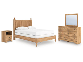 Aleaport Warm Brown Queen Panel Bed, Dresser, Mirror and Nightstand by Ashley at Eve Furniture