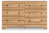 Aleaport Warm Brown Six Drawer Dresser by Ashley at Eve Furniture