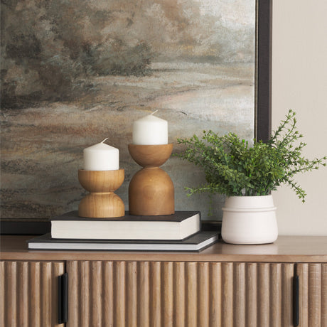 Aleena Wooden Candle Holder (Set of 2) by Mercana at Eve Furniture