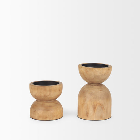 Aleena Wooden Candle Holder (Set of 2) by Mercana at Eve Furniture