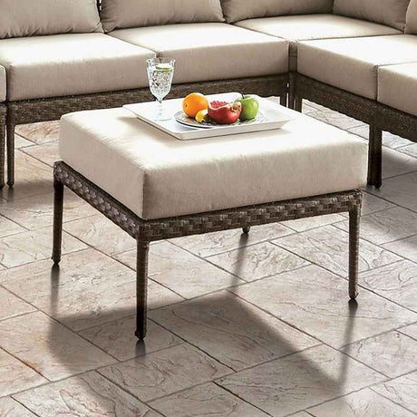 Aleisha Gray/Beige Outdoor Patio Ottoman by Furniture of America at Eve Furniture
