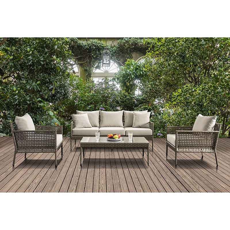 Aleisha Gray/Beige Outdoor Patio Sofa by Furniture of America at Eve Furniture