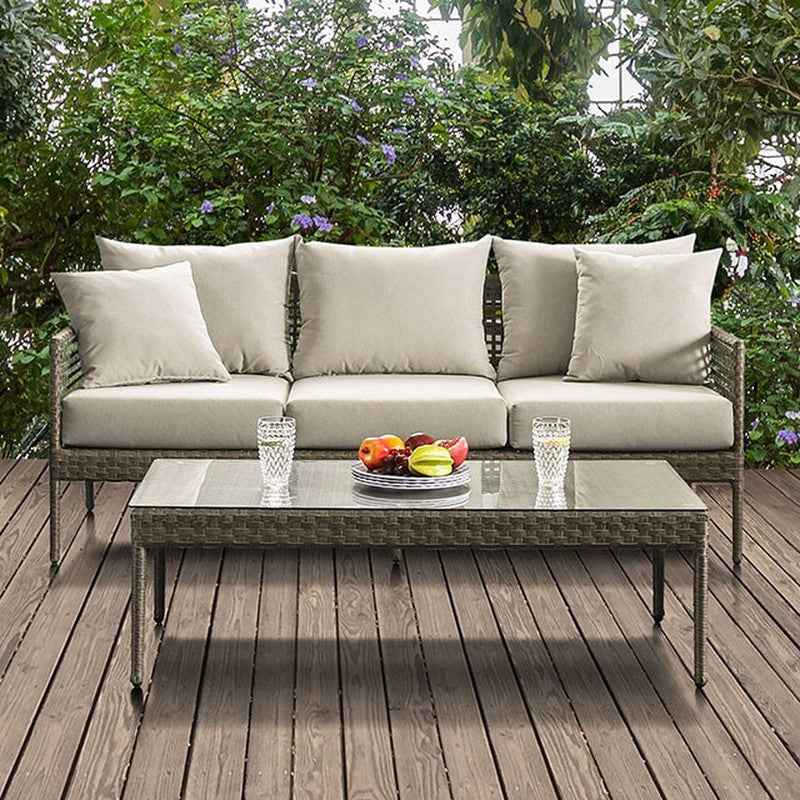 Aleisha Gray/Beige Outdoor Patio Sofa by Furniture of America at Eve Furniture