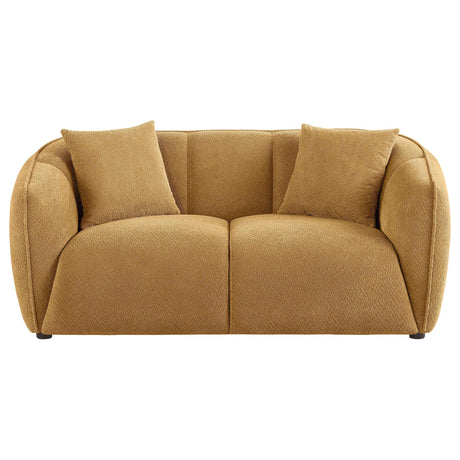 Aleisha Mustard Yellow Chenille Upholstered Loveseat by Coaster at Eve Furniture