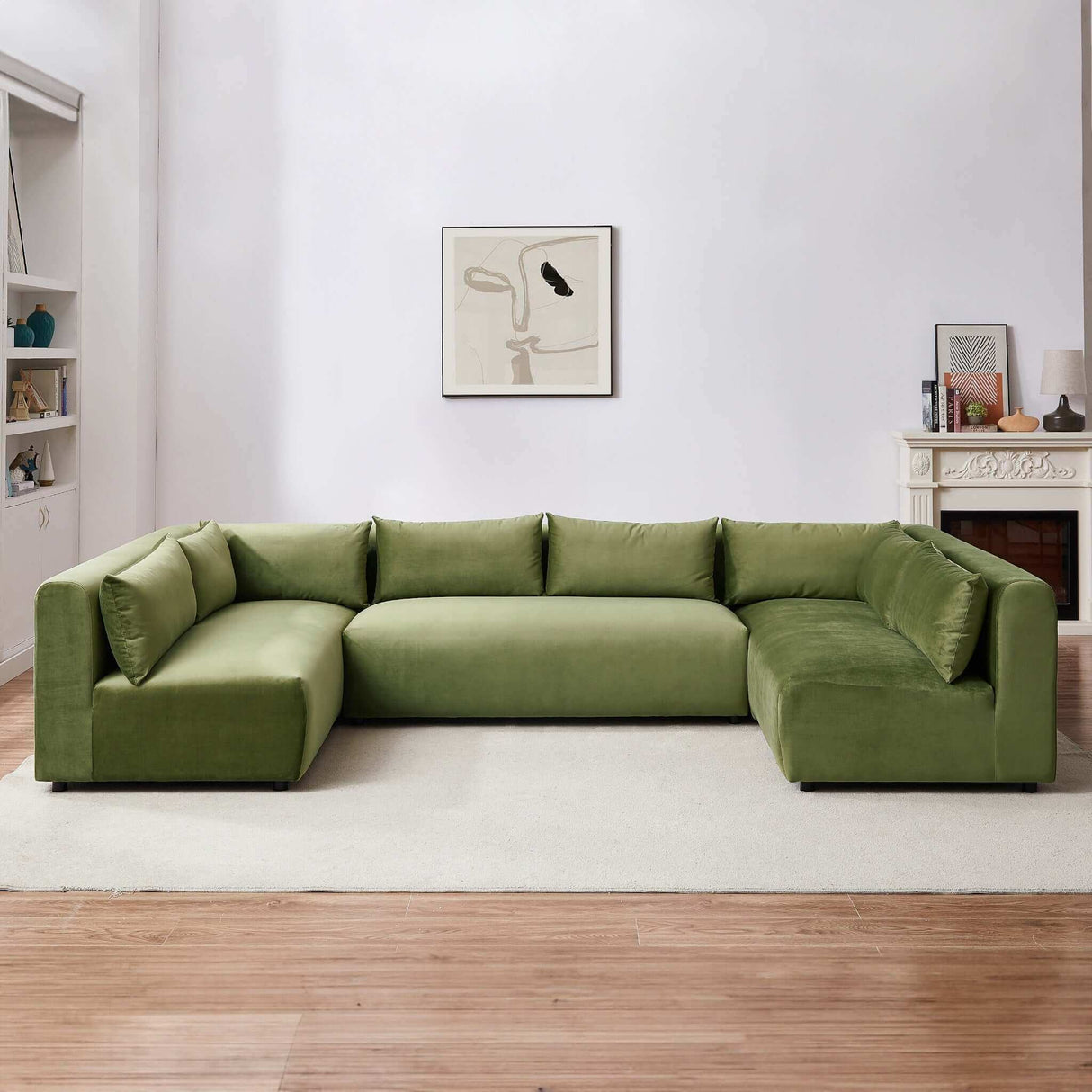 Aleny Green Velvet Modular Corner Sofa by Ashcroft Furniture at Eve Furniture