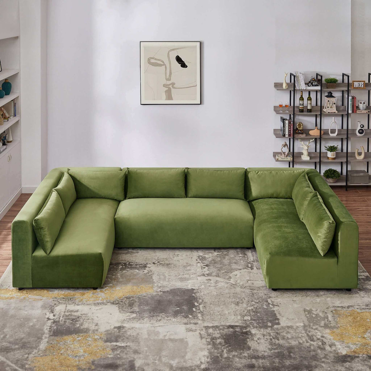 Aleny Green Velvet Modular Corner Sofa by Ashcroft Furniture at Eve Furniture