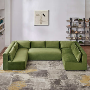 Aleny Green Velvet Modular Corner Sofa by Ashcroft Furniture at Eve Furniture