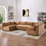 Aleny Modular Corner Sectional Mid-Century Modern Sofa Cognac / Velvet