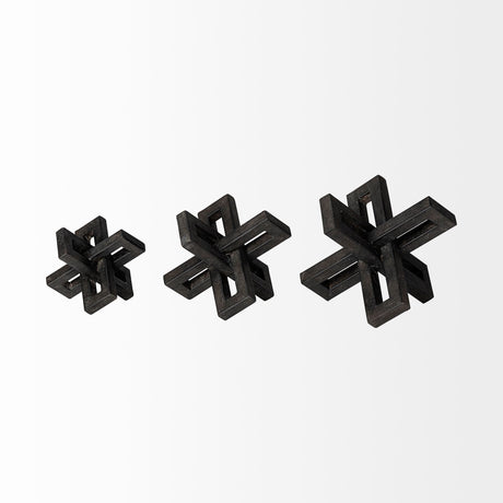 Aleph (Set of 3) Black Metal Small Medium & Large Jacks by Mercana at Eve Furniture