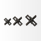 Aleph (Set of 3) Black Metal Small Medium & Large Jacks by Mercana at Eve Furniture
