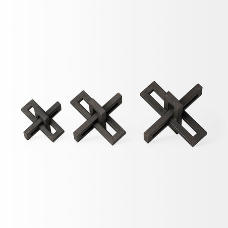 Aleph (Set of 3) Black Metal Small Medium & Large Jacks by Mercana at Eve Furniture