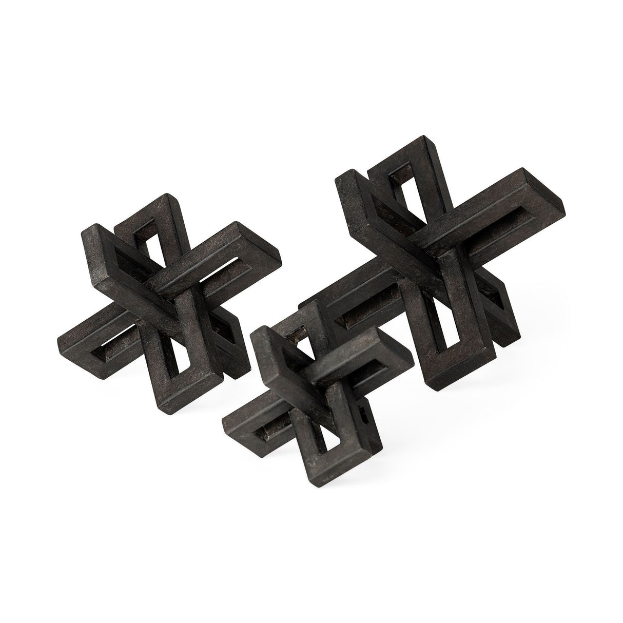 Aleph (Set of 3) Black Metal Small Medium & Large Jacks by Mercana at Eve Furniture