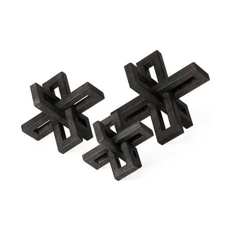 Aleph (Set of 3) Black Metal Small Medium & Large Jacks by Mercana at Eve Furniture