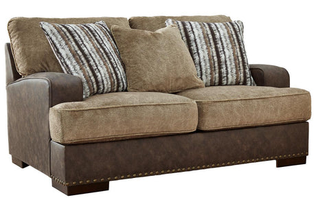 Alesbury Chocolate Loveseat by Ashley at Eve Furniture