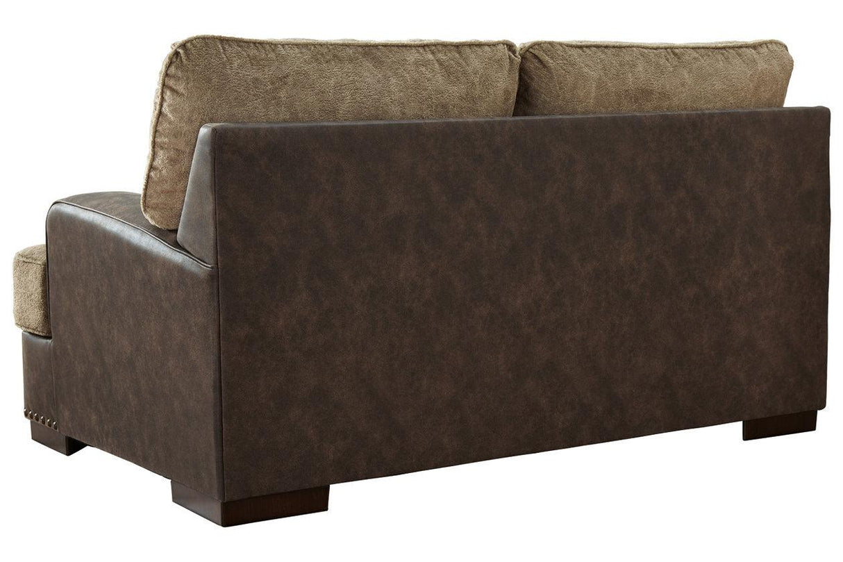 Alesbury Chocolate Loveseat by Ashley at Eve Furniture