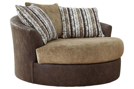 Alesbury Chocolate Oversized Swivel Accent Chair by Ashley at Eve Furniture